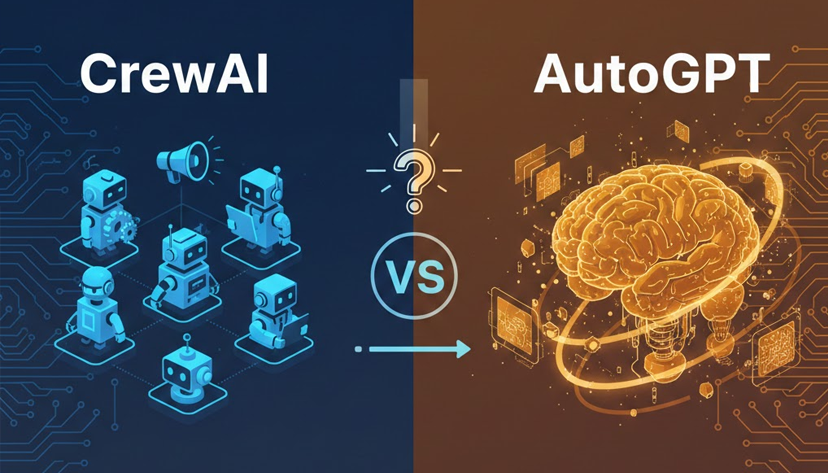 CrewAI vs. AutoGPT görseli